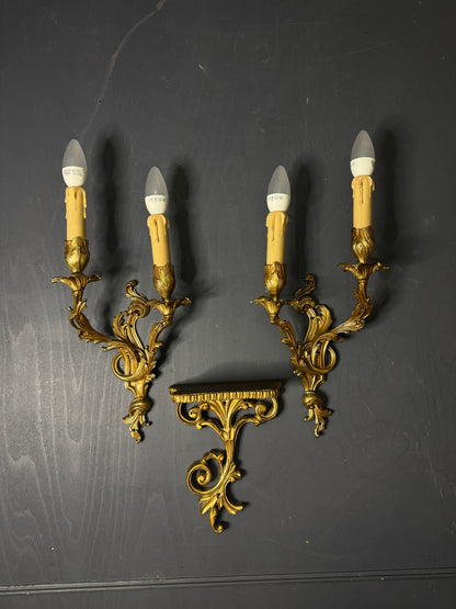 French Leaf Gilded Antique Wall Lights & Wall Scone