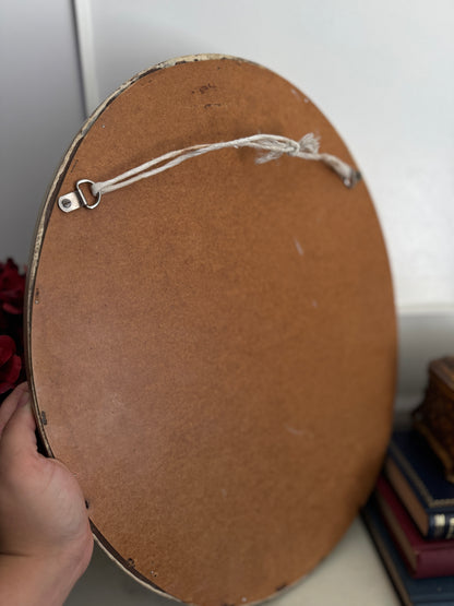 Vintage Small White Thick Trimmed Oval Mirror