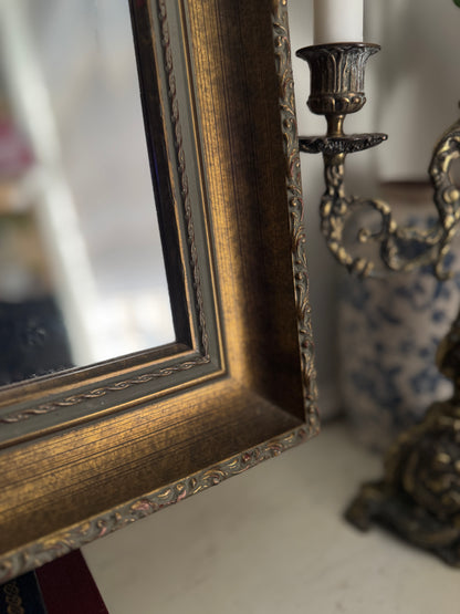 Antique Bronze Effect Wooden Gilt Thick Trimmed Bevelled Mirror