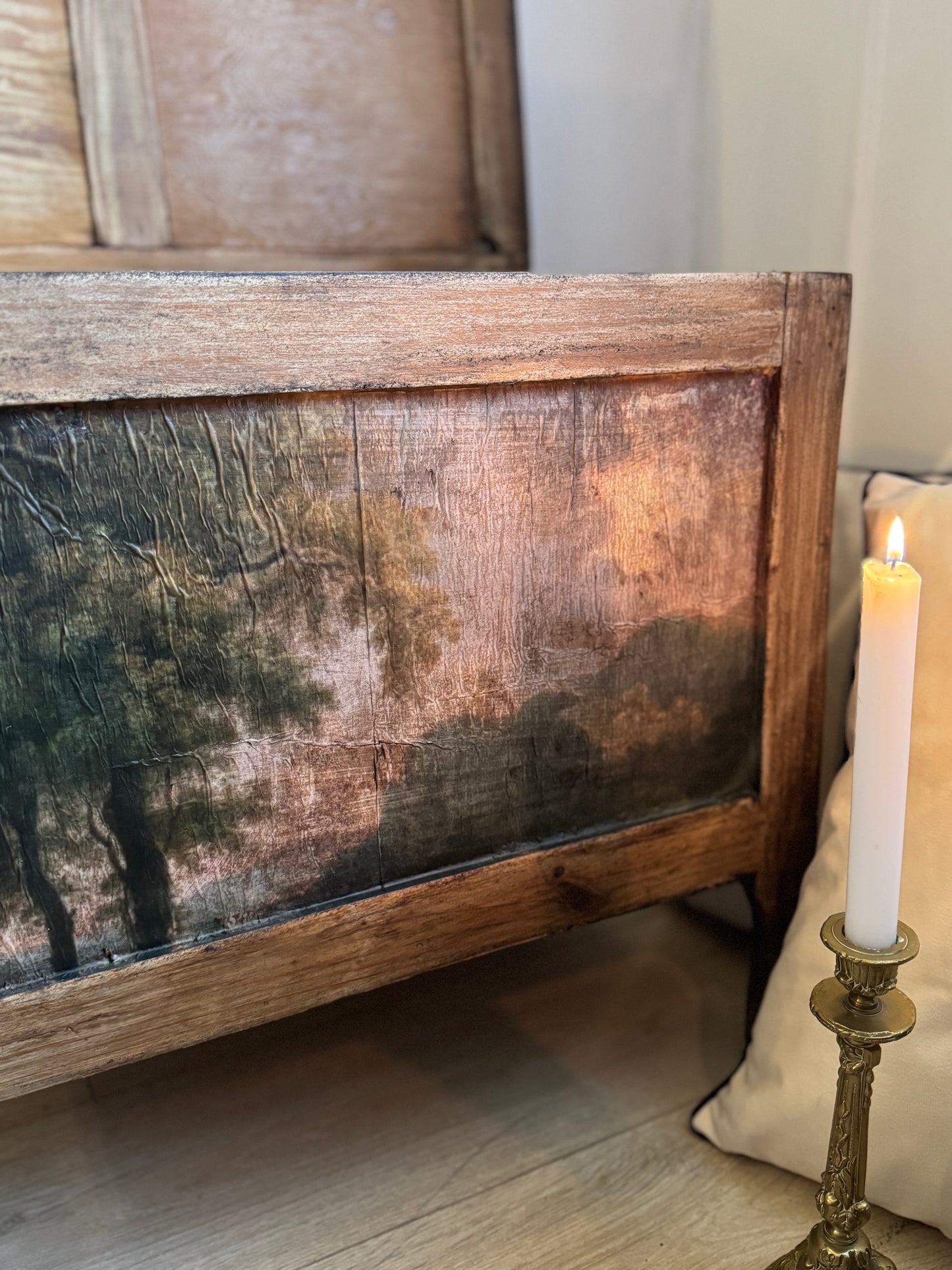 Vintage Oak Small Blanket Box – French Country Upcycled Trunk – Rustic Storage