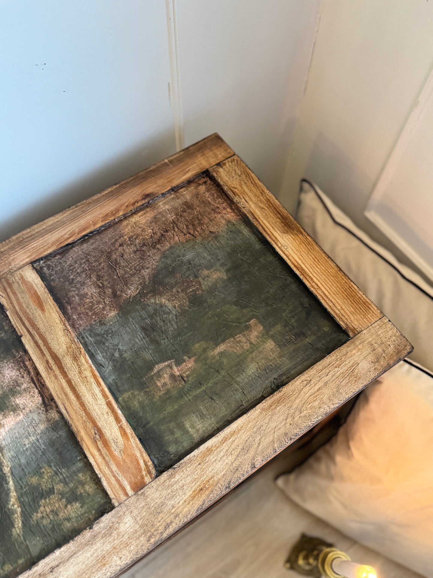 Vintage Oak Small Blanket Box – French Country Upcycled Trunk – Rustic Storage