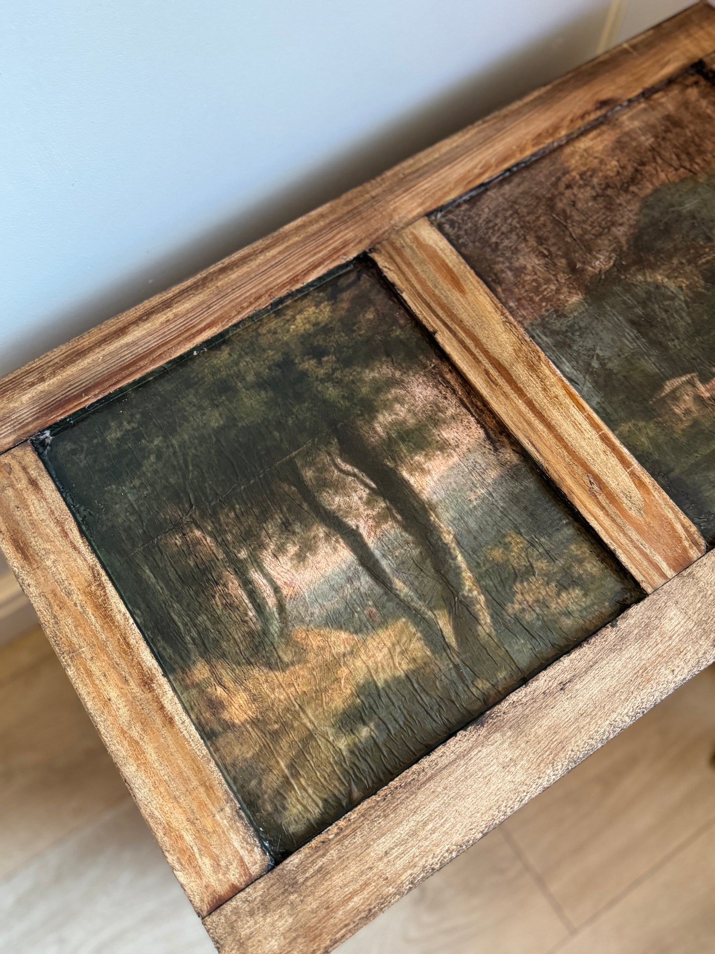 Vintage Oak Small Blanket Box – French Country Upcycled Trunk – Rustic Storage