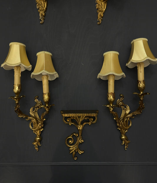 French Leaf Gilded Antique Wall Lights & Wall Scone
