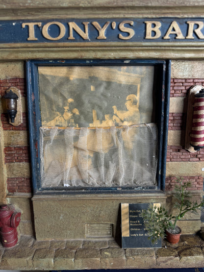Michael Garman “Tony’s Barber” Cityscape Diorama – Limited Edition 1 of 2,500