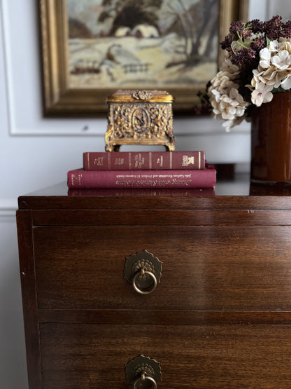 Vintage Walnut Tallboy Chest of Drawers – 5 Drawer with Layered Curved Legs | English Manor