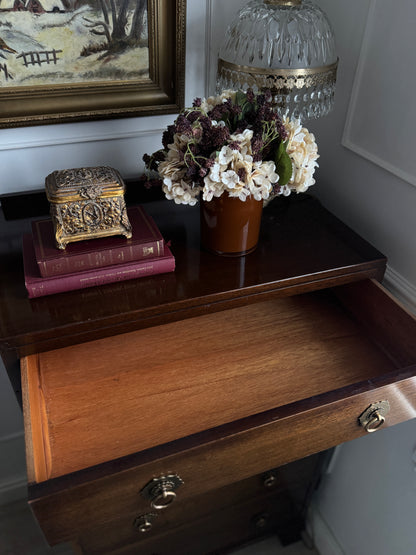 Vintage Walnut Tallboy Chest of Drawers – 5 Drawer with Layered Curved Legs | English Manor