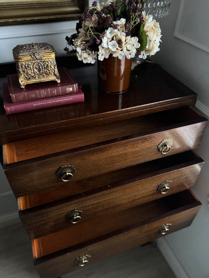 Vintage Walnut Tallboy Chest of Drawers – 5 Drawer with Layered Curved Legs | English Manor
