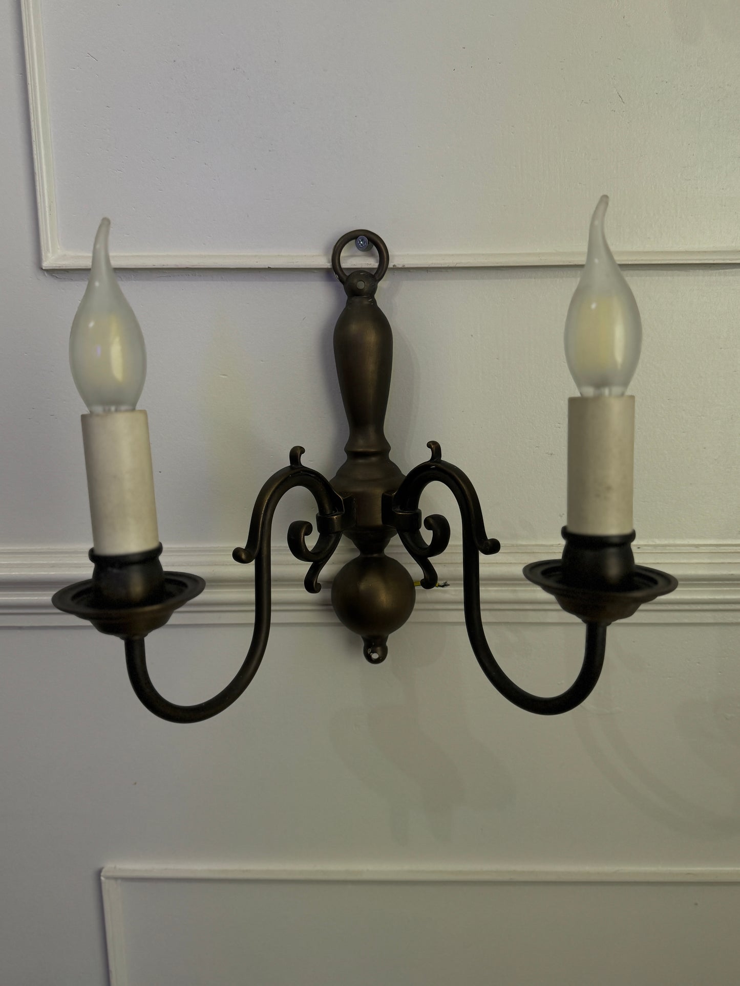 Antique Brass 2-Arm Heavy Solid Wall Lights – French Country Style