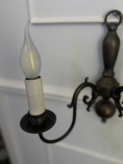 Antique Brass 2-Arm Heavy Solid Wall Lights – French Country Style