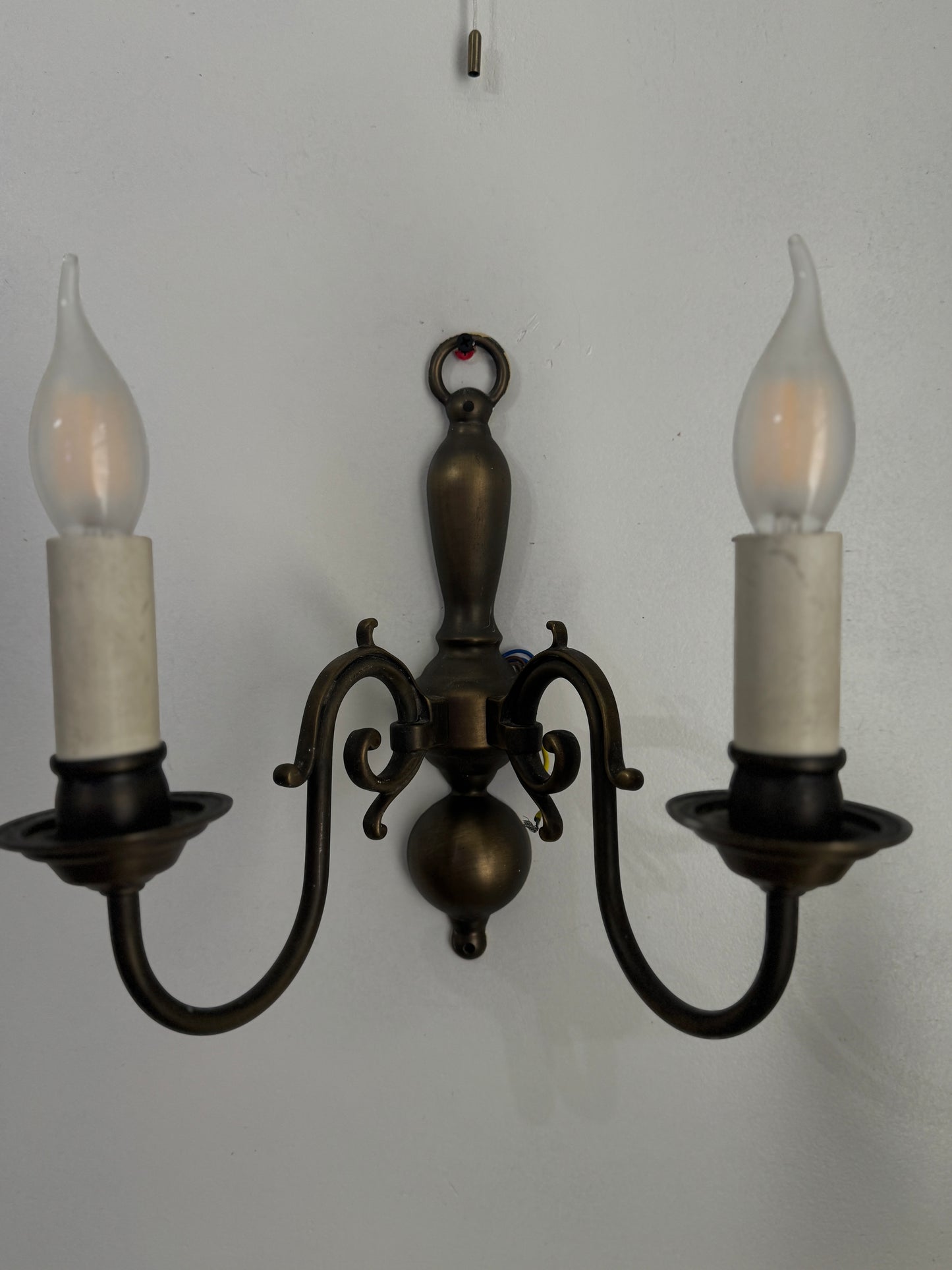 Antique Brass 2-Arm Heavy Solid Wall Lights – French Country Style