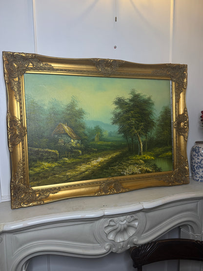 Sorelle Ornate Gold Frame with 1970s K. Bowman Original Oil Painting
