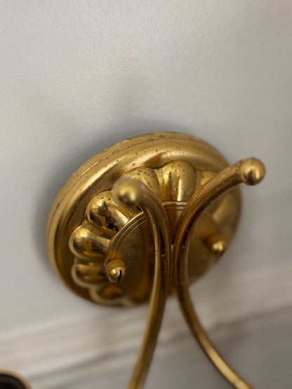 Vintage 1960s Gaetano Sciolari Hollywood Regency Gilt Brass Wall Sconces