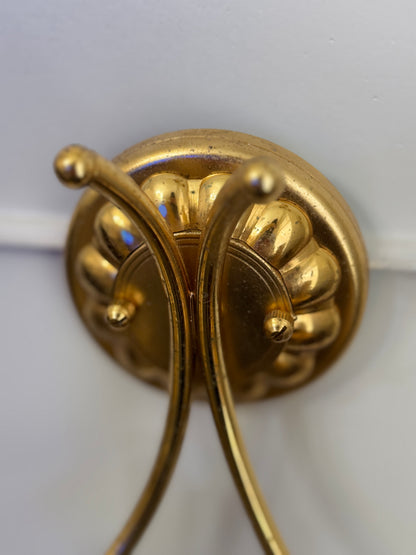 Vintage 1960s Gaetano Sciolari Hollywood Regency Gilt Brass Wall Sconces
