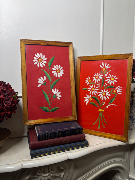 Rare 1950s Hungarian Kalocsa Matyó Embroidery Heirloom Pair