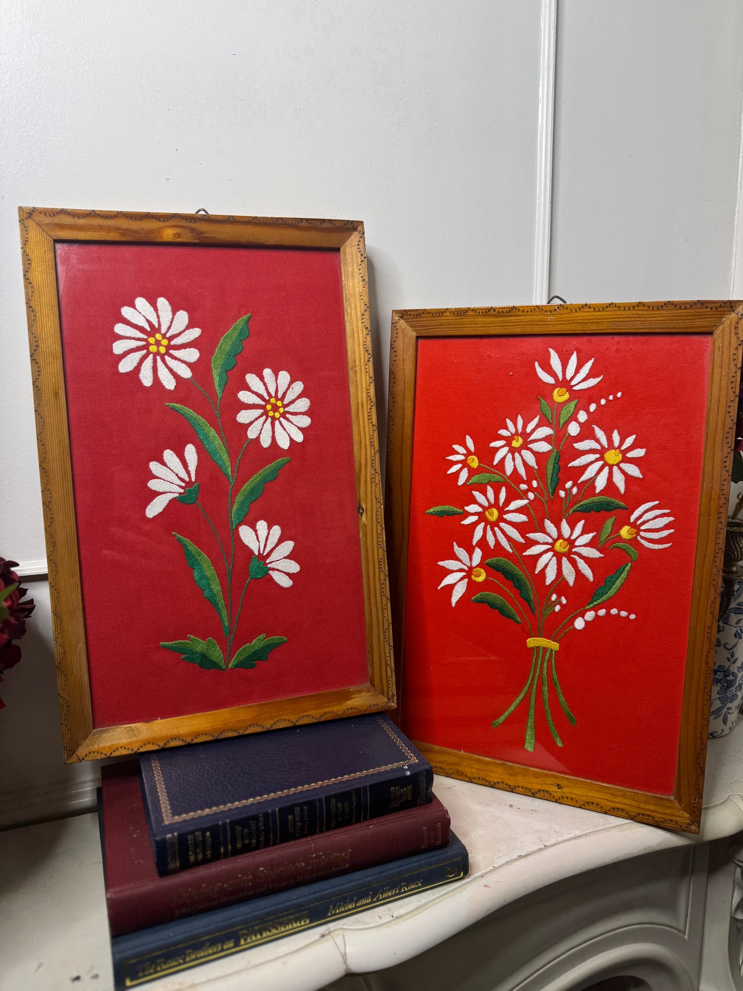 Rare 1950s Hungarian Kalocsa Matyó Embroidery Heirloom Pair