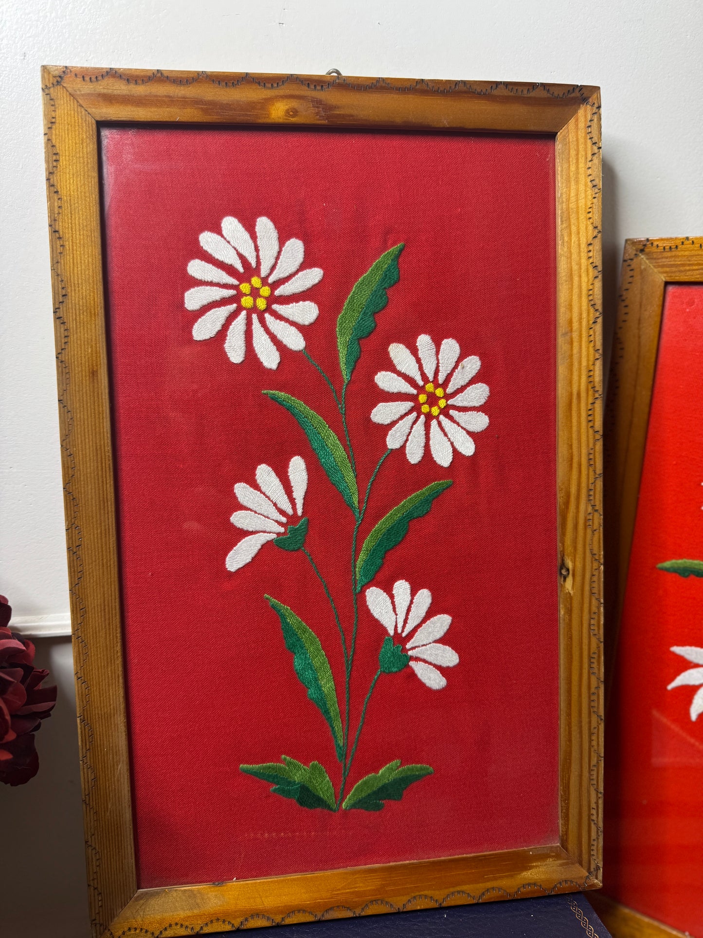 Rare 1950s Hungarian Kalocsa Matyó Embroidery Heirloom Pair