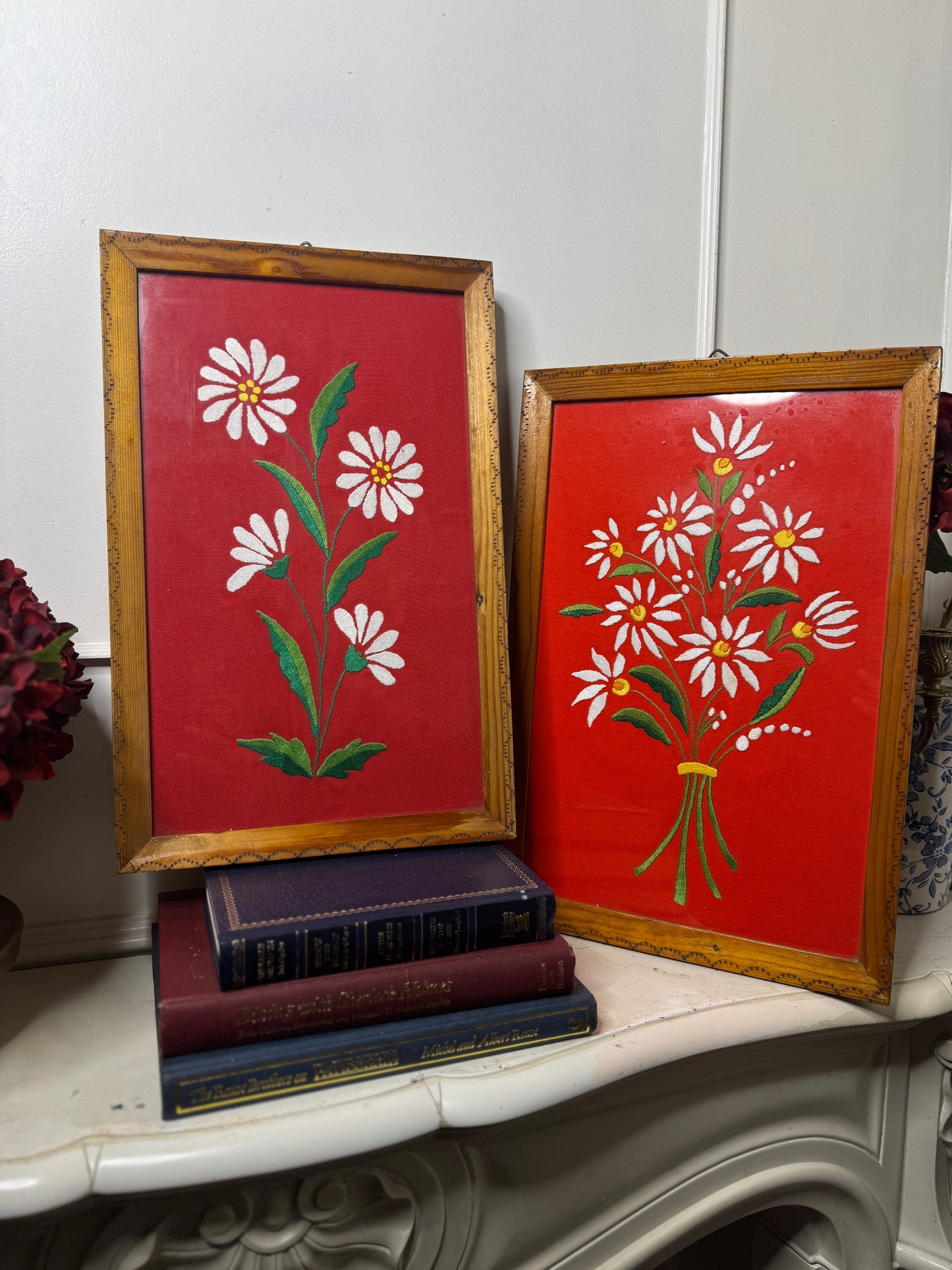 Rare 1950s Hungarian Kalocsa Matyó Embroidery Heirloom Pair
