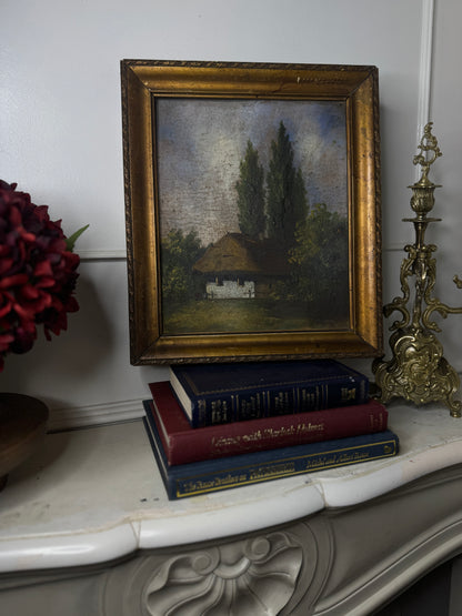 Grand Hungarian Heritage Art Ensemble – Vintage Oil Painting with Ornate Gold Frames
