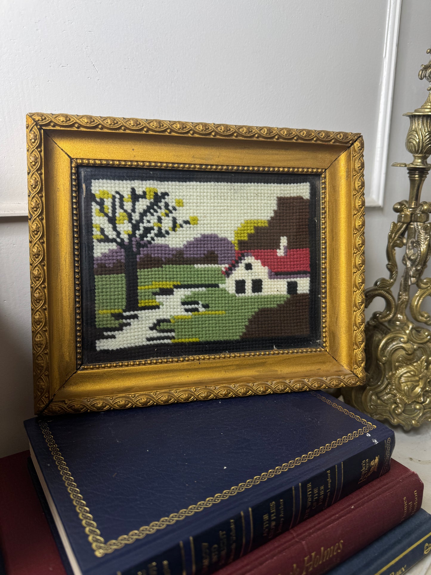 Hungarian Heritage – Rare  Goblein / Embroidery  Scene in Thick Gold Gilt Frame