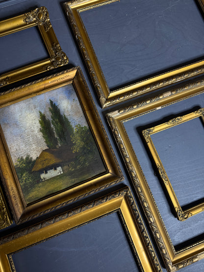 Grand Hungarian Heritage Art Ensemble – Vintage Oil Painting with Ornate Gold Frames