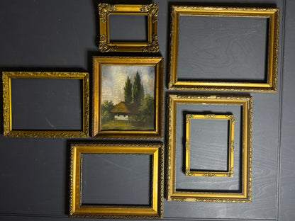 Grand Hungarian Heritage Art Ensemble – Vintage Oil Painting with Ornate Gold Frames