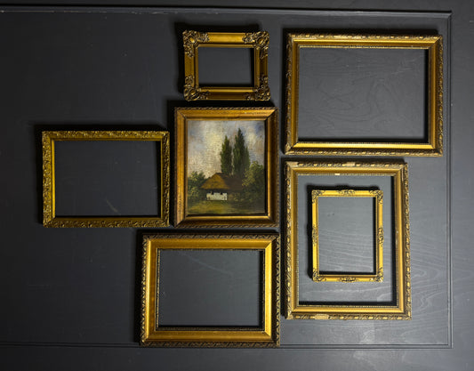 Grand Hungarian Heritage Art Ensemble – Vintage Oil Painting with Ornate Gold Frames