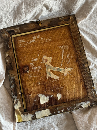 Vintage Signed Loyal Eyes, Vintage Soul Dog Painting in Gilt Frame