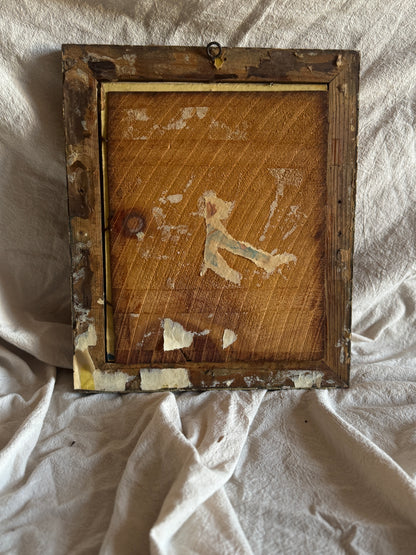 Vintage Signed Loyal Eyes, Vintage Soul Dog Painting in Gilt Frame