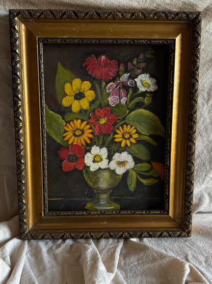 Vintage Unsigned Oil Painting in Hungarian Golden Grandeur Ornate Frame