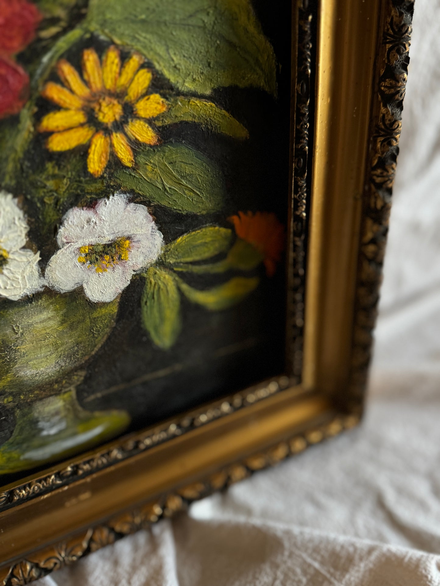 Vintage Unsigned Oil Painting in Hungarian Golden Grandeur Ornate Frame