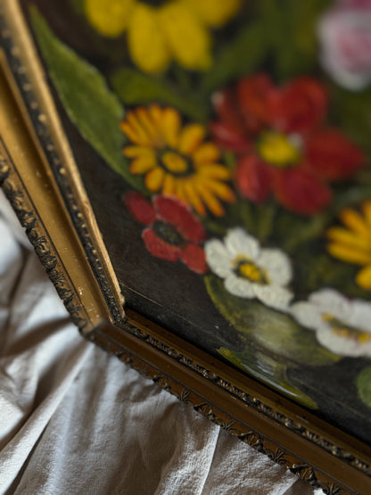Vintage Unsigned Oil Painting in Hungarian Golden Grandeur Ornate Frame