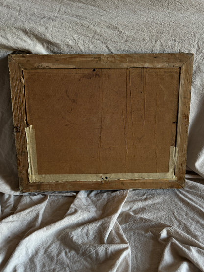 Original Oil Painting – Rustic Field Landscape by D. Walker in Gold Chippendale Frame