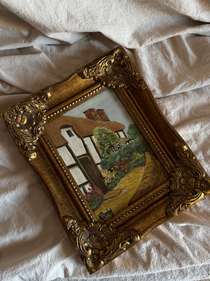 Vintage Small Oil Painting Signed by K. Broby  in Frame Nantes