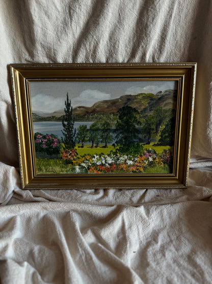 Vintage Oil Painting by Mary Edmondson 1981 - Coniston from Brantwood, Lake District