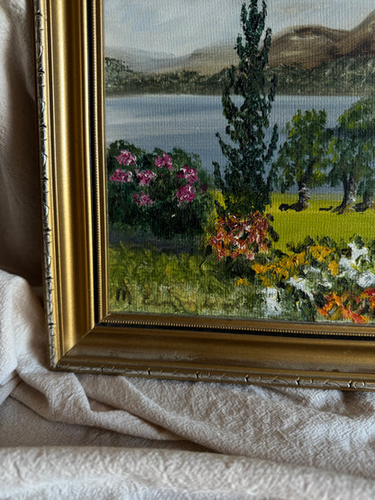 Vintage Oil Painting by Mary Edmondson 1981 - Coniston from Brantwood, Lake District