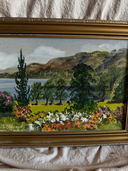 Vintage Oil Painting by Mary Edmondson 1981 - Coniston from Brantwood, Lake District