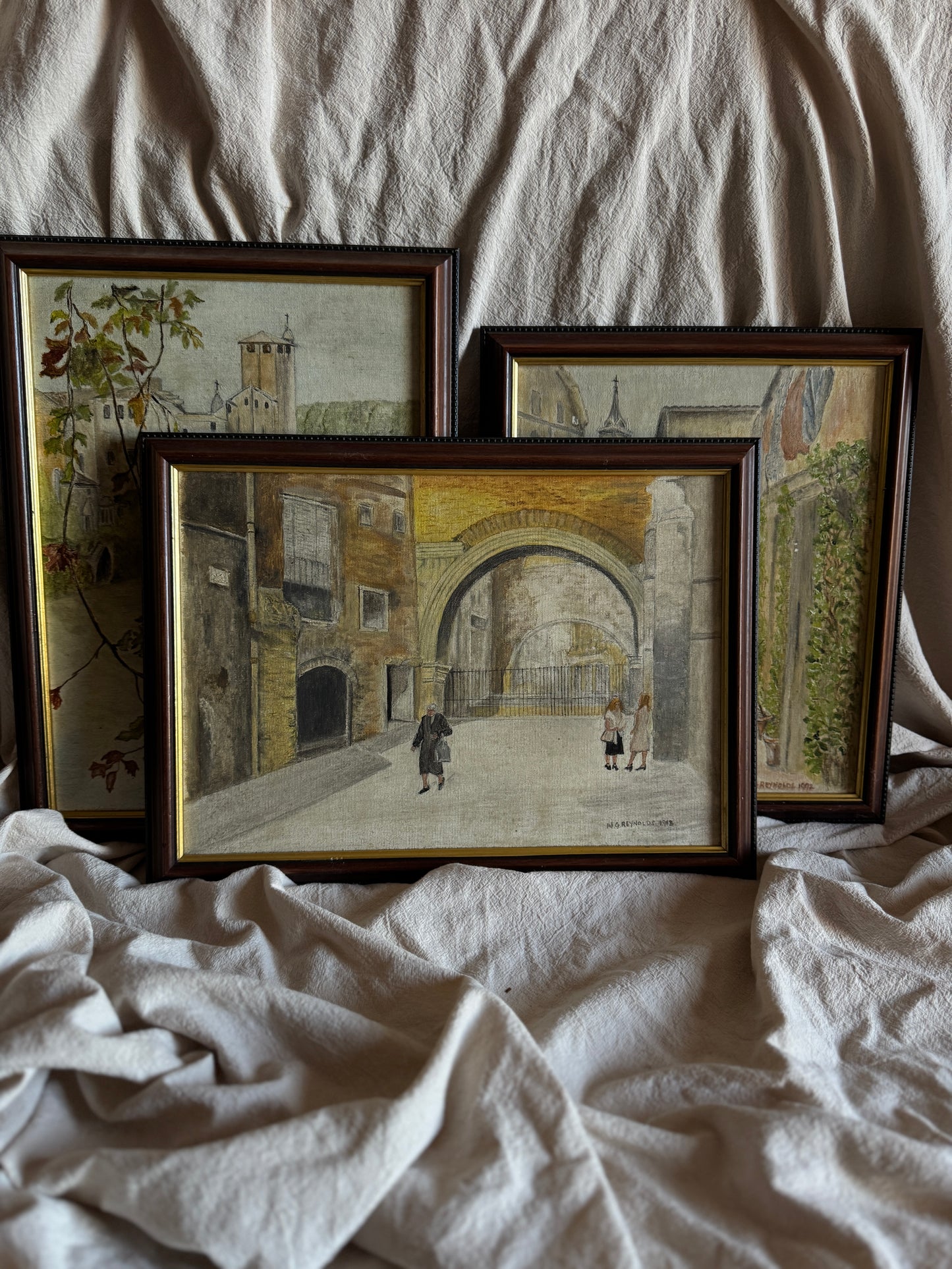 Vintage Oil Painting Gallery Set | N.G. Reynolds – Peaceful Roads & Countryside