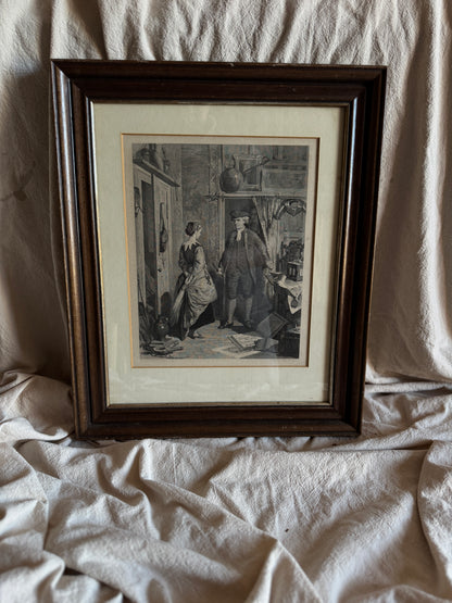 Robert Herdman Signed Engraving – "Antiquary & Lovel" in Antique Frame