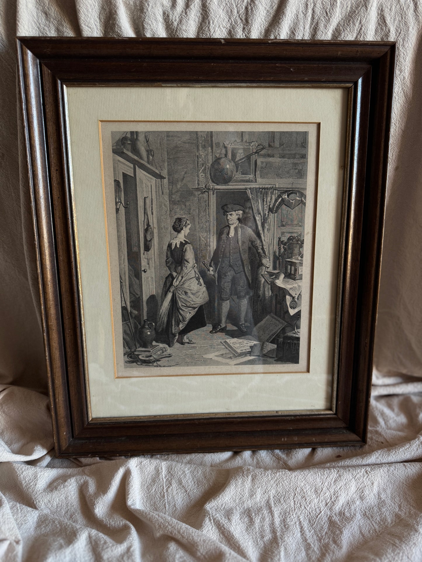 Robert Herdman Signed Engraving – "Antiquary & Lovel" in Antique Frame