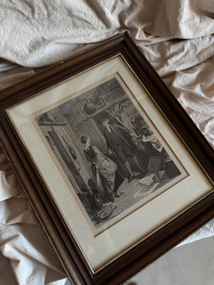 Robert Herdman Signed Engraving – "Antiquary & Lovel" in Antique Frame