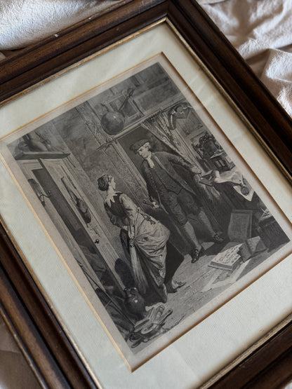 Robert Herdman Signed Engraving – "Antiquary & Lovel" in Antique Frame
