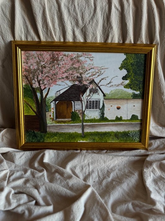 Blossoms at Bramble Cottage - Original Oil Painting by N.G. Reynolds