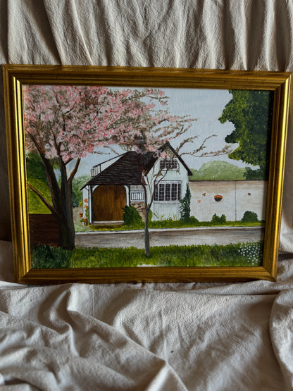 Blossoms at Bramble Cottage - Original Oil Painting by N.G. Reynolds