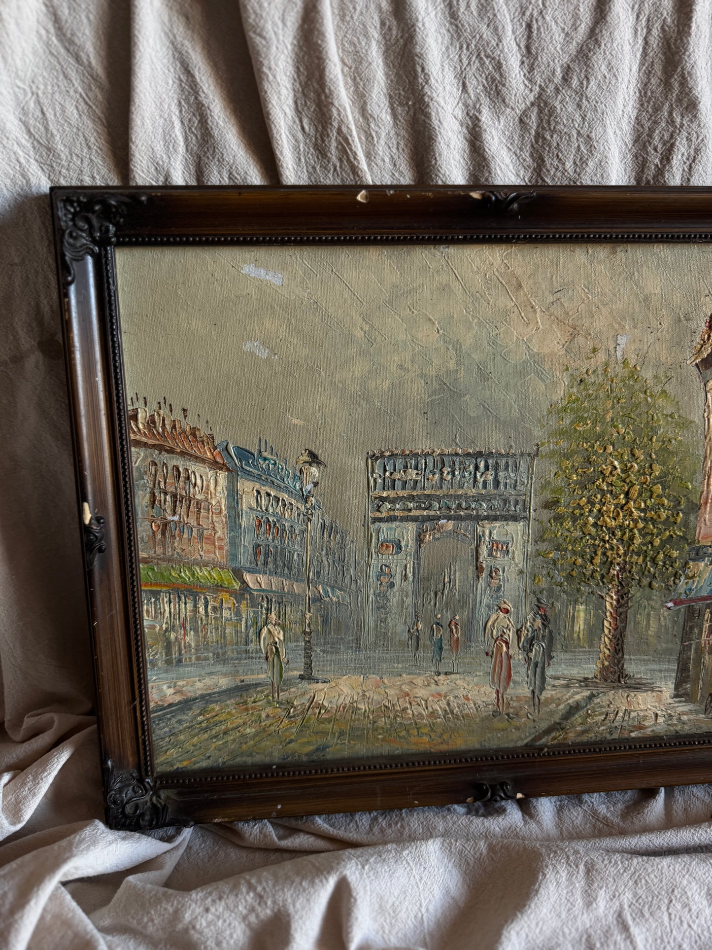 Caroline Burnett Oil Paintings Collection, Signed Impressionist Art, Paris Street Scene & Ornate Framed Oils