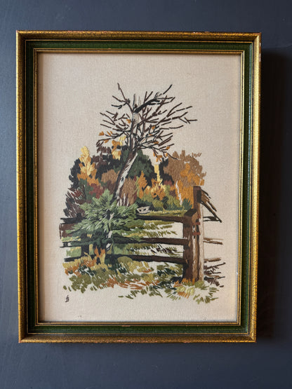 Heirloom Threads-Unique Embroidery in Wooden Frame with Hanging Chain
