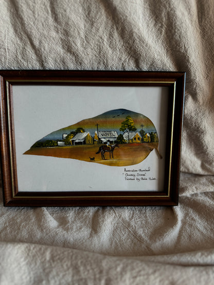 Australian Oil Painting on Gumtree Leaf by Corrie Hulst