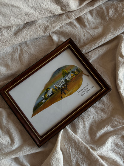 Australian Oil Painting on Gumtree Leaf by Corrie Hulst