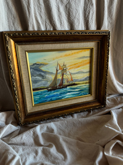 Original Artwork in Ornate Gold Gilt Frame by B. Hartley