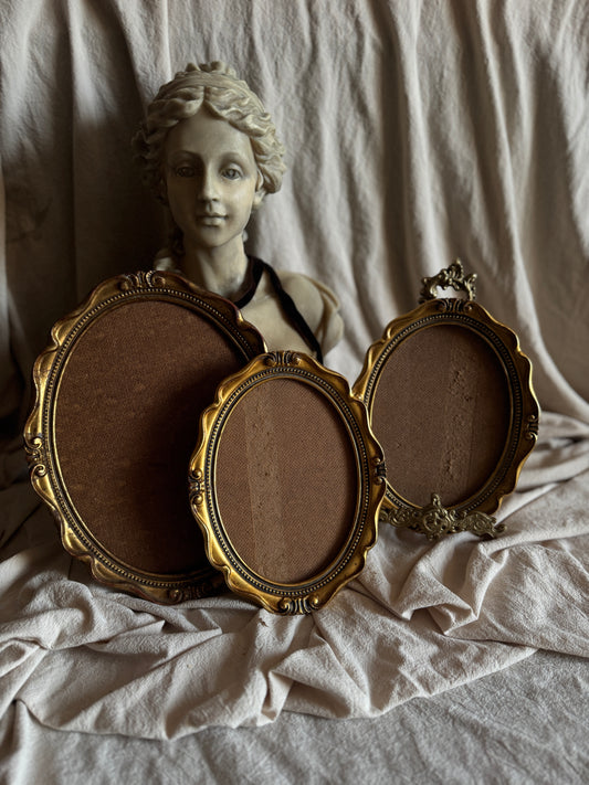 Vintage Gold Gilt Ornate Oval Frames , Antique Style Oil Painting Frames, Unglazed