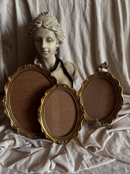 Vintage Gold Gilt Ornate Oval Frames Unglazed